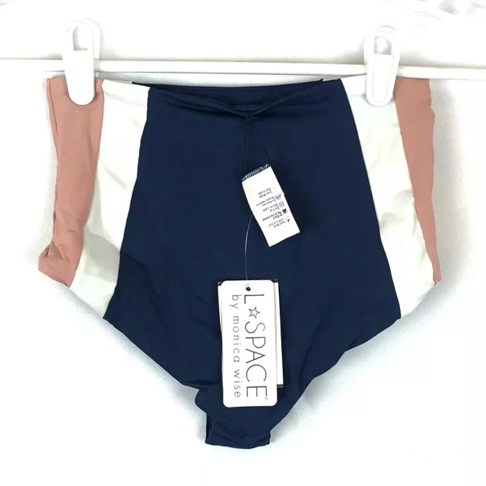 LSpace Women’s Blue Color Block Portia Swimsuit Bottoms, Size Small - Picture 2 of 2